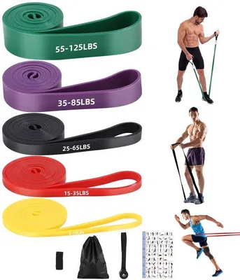 Image de Ensemble Unyqoos® de 4 bandes de résistance pour le fitness (5–38 kg) – portables avec ancre de porte et poignées pour l'entraînement de la force, le yoga, le Pilates et les étirements