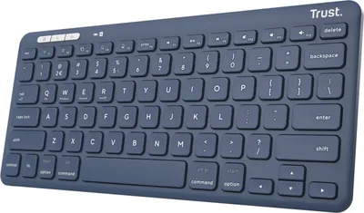 Produktbild von Trust Lyra, Mini, Kabellos, RF Wireless + Bluetooth, Scherenschalter, QWERTY, Blau