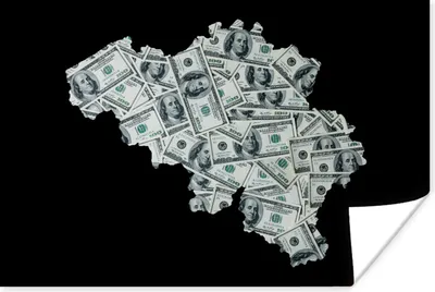 Produktbild von MuchoWow® Poster Karte - Belgien - Geld 60x40 cm - Schlafzimmerdekoration