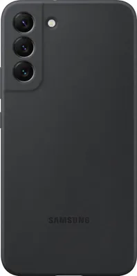 The back of a black Samsung phone case is shown against a white background.