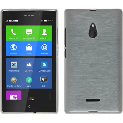 Produktbild von PhoneNatic Case kompatibel mit  Nokia XL - weiß Silikon Hülle brushed + 2 Schutzfolien