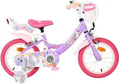 Immagine prodotto di Bicicletta per bambini Volare Unicorn - Ragazza - 14 pollici - Viola - Due freni a mano
