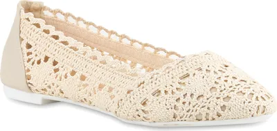 Produktbild von Mytrendshoe Klassische Bequeme Damen Ballerinas Spitze Flats 810414, Farbe: Creme, Größe: 41