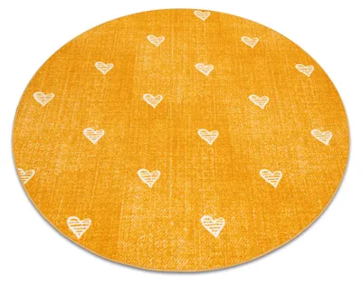 Produktbild von Teppich für Kinder HEARTS Kreis Jeans, vintage Herzen - orange orange rund 100 cm