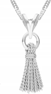 Produktbild von Silberne Halskette mit Quasten und Anhänger aus Seilen und Schnüren, 925er Silber