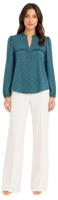 Imagen del producto de Blusa de mujer Ema, color verde esmeralda, estilo elegante, talla S
