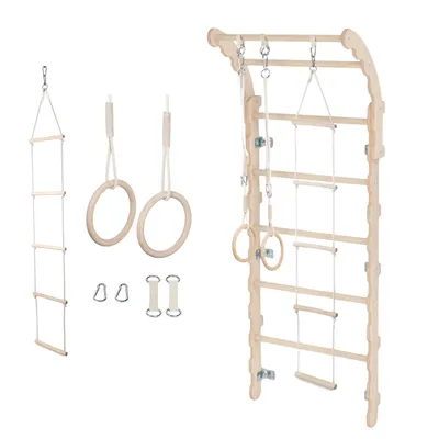 Produktbild von MAMOI® Klettergerüst Indoor, Sprossenwand für kinderzimmer, Turnringe kinder für klettern, Kletterwand und spielgeräte,  Sportgeräte ab 3 jahre