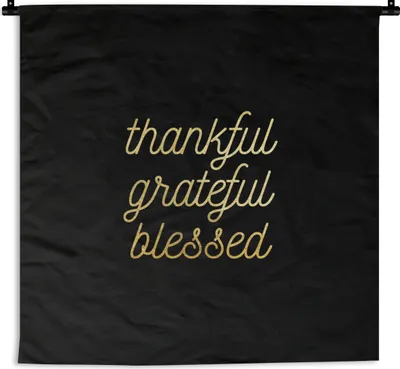 Produktbild von MuchoWow® Wandteppich Wandbehang Zitate - Sprichwörter - Gold - Schwarz 150x150 cm Tapisserie Dekoration Wandtuch - Wohnaccessoires - Modernes