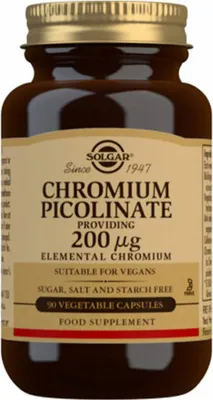 Productafbeelding van Chrompicolinaat 200 µg elementair chroom, 90 capsules, Solgar