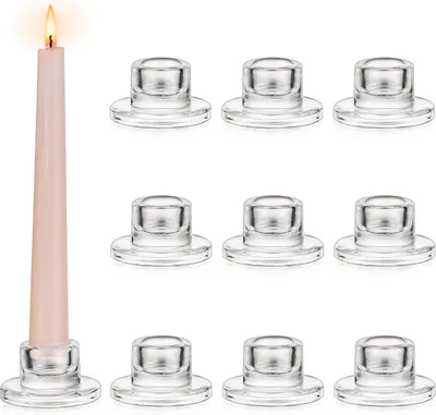 Produktbild von Gläserne Kerzenhalter: Transparentes Set mit 10 Kerzenhaltern für Kerzenständer, kleine Kerzenhalter für Weihnachten