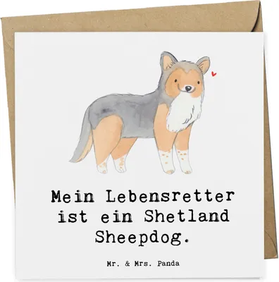 Produktbild von Mr. & Mrs. Panda Grußkarte Shetland Sheepdog Lebensretter - Weiß - Geschenk, Sheltie, doppelkarte, Glückwunschkarte, anlasskarte, faltkarte, Klappkarte