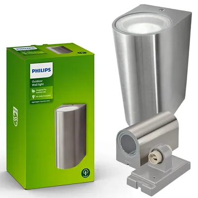Zdjęcie produktu dla Philips Kinkiet Nightingale 35 W GU10 bez żarówki, Oświetlenie zewnętrzne ścienne, Stal nierdzewna, Metal, IP44, Patio, Ogród, I