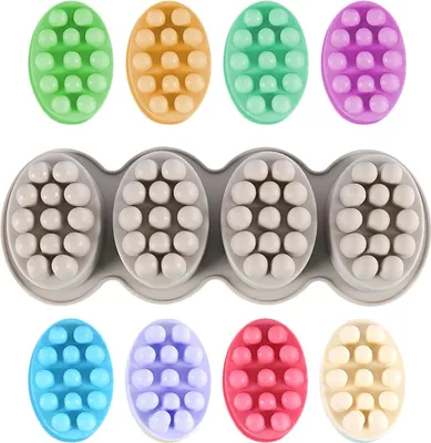 Produktbild von Silikon Seifenform, 4 Kavität Oval Massage Seifenform Keks Schokoladenkuchenform Tablet für DIY hausgemachte Handwerk (Grau)