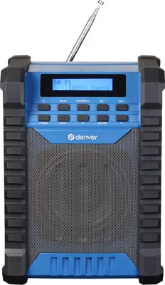 Produktbild von Denver WRD-60 Baustellenradio mit DAB+ und FM, Bluetooth, AUX-Eingang, 100W (10W RMS) Leistung, IP54 Spritzwasserschutz, 2000mAh Akku, Blau