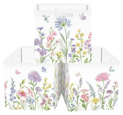Aufbewahrungsboxen Set 3er-Pack, faltbar, Blumenmuster, 30x30x30 cm
