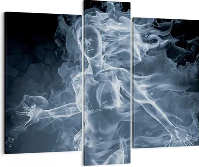 Produktbild von Bild auf Leinwand - Leinwandbild - Mädchen rauch nebel kunst - 95x80cm - Wand Bild - Wanddeko - Leinwanddruck - Bilder - Kunstdruck - Wanddekoration - Leinwand bilder - Wandkunst - CB95x80-2646
