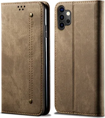 Obrázek produktu pro Galaxy A32 5G Pouzdro, Kožené Peněženkové Pouzdro s Magnetickým Uzavíráním a Stojánkem pro Samsung Galaxy A32 5G Khaki