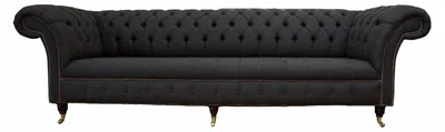 Produktbild von Chesterfield Sofa 4 Sitzer Schwarz Stoff Wohnzimmer Design Couch Polster