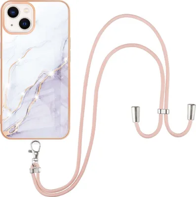 Immagine prodotto di Custodia con cinturino per iPhone 13 Mini, paraurti in TPU morbido, custodia protettiva, con cinturino regolabile Bianco