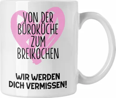Produktbild von Trendation - Mutterschutz Geschenk Kollegin Tasse Abschied Werdende Mama Abschiedsgeschenk Arbeitskollegin Von Der Büroküche Zum Breikochen (Weiß)