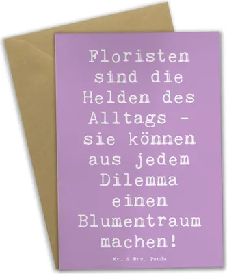 Produktbild von Mr. & Mrs. Panda Grußkarte Spruch Floristin Heldin - Lavendeltraum - Geschenk, hochzeitskarten, kreative Geschenke, Floristik, Berufsliebe, Kreativität, Grußkarten, Beruf