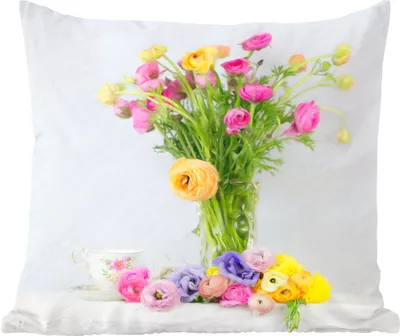 Produktbild von MuchoWow® Zierkissen Sofakissen Wohnzimmer Dekokissen 40x40 cm Stillleben - Farben - Blumen - Foto Kissen - Schlafzimmer Dekoration
