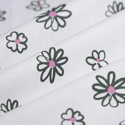 Productafbeelding van Popeline biologische katoen, bloemenprint, groen, ecru