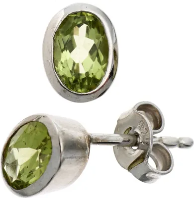 Produktbild von JOBO Ohrstecker 925 Sterling Silber rhodiniert 2 Peridote grün Ohrringe