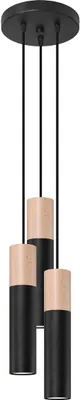 Produktbild von Hängeleuchte PABLO 3P schwarz 3xGU10 10W Stahl/Holz 100x20x20cm Sollux Lighting