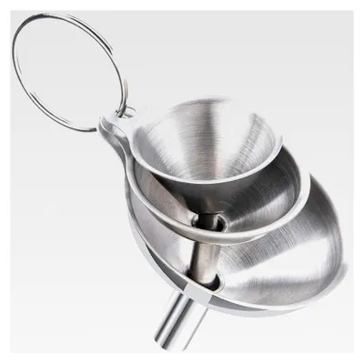 Produktbild von Set von kleinen Trichtern, 3 Stück Edelstahl Küchentrichter, 3 Größen, silberfarben