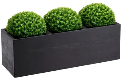 Zdjęcie produktu dla HowHomely | Donica – czarny – 90 x 30 x 30 cm – donica na kółkach – imitacja drewna – dekoracyjna