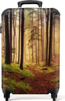 Produktbild von NoBoringSuitcases.com® Koffer Handgepäck Trolley Rollkoffer Kleine Reisekoffer mit 4 Rollen - Wald - Natur - Nebel - Bäume - Laub - Cabin Size < 55x40x23 cm & 55x40x20 cm - Fotokoffer - Kabinenkoffer - BoardgepäckHandgepäck Koffer 55x35x20 cm, 36L,