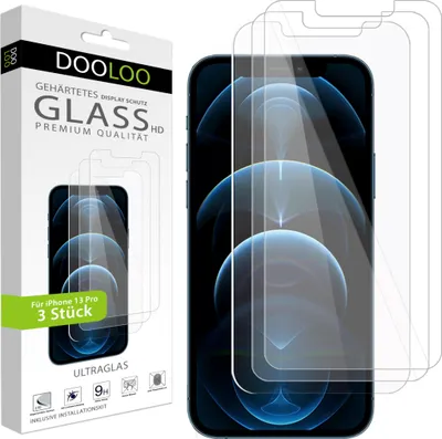 Produktbild von 3er Pack iPhone 13 Pro Panzerglas Panzerfolie Schutzglasfolie Displayschutzglas Echt Glas Schutz Folie Display Glasfolie 9H
