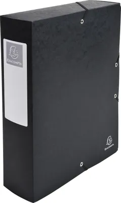 Produktbild von Exacompta 6x Archivbox Karton, 600g, Rücken 80mm + Etikett, A4, Schwarz, 50831E