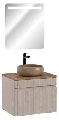 Image de Meuble vasque à poser + miroir LED - 60 cm - Emblematic Cashmere