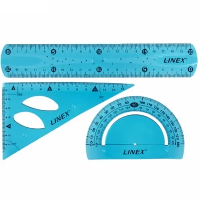Produktbild von LINEX-Set: Lineal 20 cm, Zeichendreieck 13 cm, Winkelmesser (blau)
