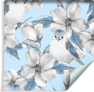 Produktbild von 10m VLIES TAPETE Rolle Natur Aquarell Vügel BLUMEN XXL