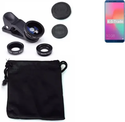 Produktbild von K-S-Trade Smartphone Kamera Linsen Set Kompatibel mit Huawei Honor View10 3in1 Clip-On Kamera Adapter Macro Weitwinkel FishEye Fischauge Objektiv
