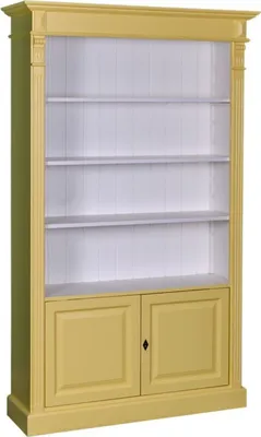 Produktbild von Casa Padrino Landhausstil Bücherschrank Gelb / Weiß 119 x 39 x H. 197 cm - Wohnzimmerschrank im Landhausstil