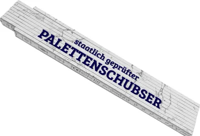 Produktbild von Palettenschubser Meterstab aus Holz mit Marmorhintergrund