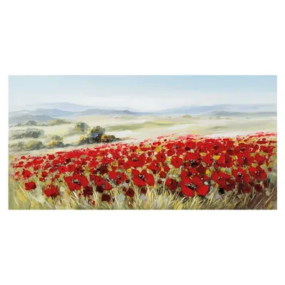 Produktbild von ArtUniverse Leinwandbild Landschaft Mit Mohnblumen 70 x 140 cm
