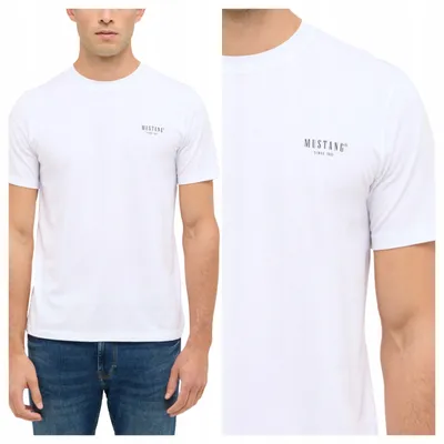Immagine prodotto di Mustang | T-shirt da uomo, colore bianco, cotone, vestibilità standard, taglia XXL