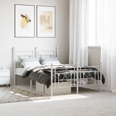 Produktbild von Design Möbel Bettgestell mit Kopf- und Fußteil Metall Weiß 120x190 cm - 2024 Neu