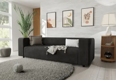 Produktbild von S-STYLE MÖBEL - Malin - Modernes Sofa 3 sitzer aus Schwarz Cord-Stoff mit bequemem Sitz