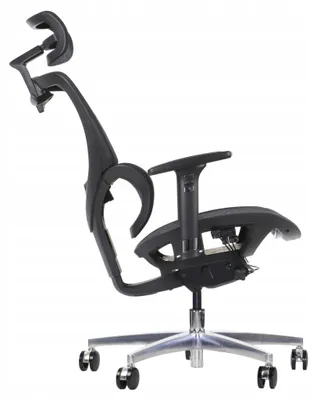 Immagine prodotto di Sedia girevole ergonomica da ufficio ErgoNew S1A, base in alluminio, braccioli regolabili, poggiatesta, seduta e schienale in rete regolabili, nero