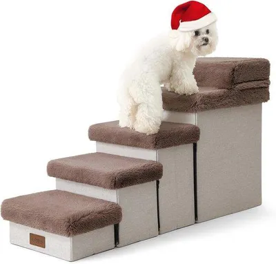 Obrázek produktu pro Malý schůdek pro psy s úložným prostorem, měkký, lehký, 100 x 33 x 53 cm, skládací