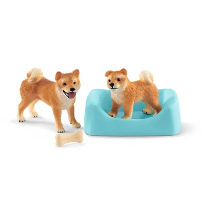 Immagine prodotto di Schleich Farm World Shiba Inu Mutter und Welpe, Hund, Haushund, Bauernhof, Spielfigur, 42479
