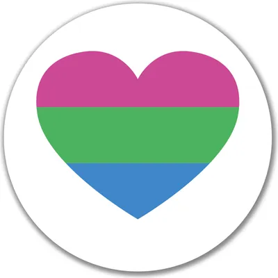 Produktbild von Huuraa Aufkleber Polysexuell Pride Flagge LGBTQ Herz 10cm rund Sticker Geschenkidee