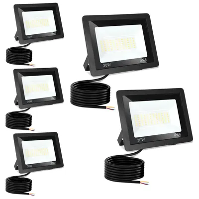 Immagine prodotto di Fari LED esterni Peviasot, 30W, grado di protezione IP66, con 3 temperature di colore: 3000K/4000K/6500K, confezione da 5 pezzi