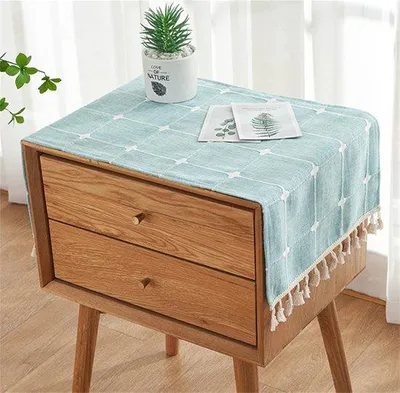 Image de Porte-accessoires de nuit avec chiffon à poussière, serviette et aimant, adapté aux tables de chevet, téléviseurs, réfrigérateurs, machines à laver, aspirateurs, chiffon à poussière (rayures bleues, 40 x 90 cm)
